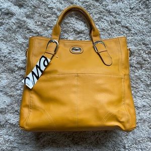 Emilie M Yellow Faux Leather Tote Bag